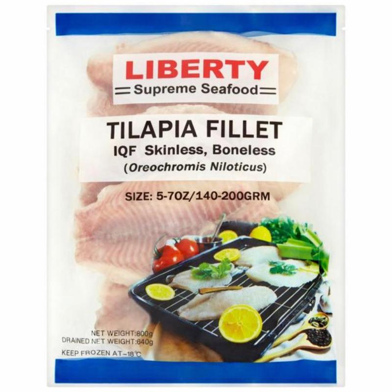 Liberty Supreme Seafood Tilapia Fillet - 800 Gm ( IQF skinless, Boneless) -  Pack of 10